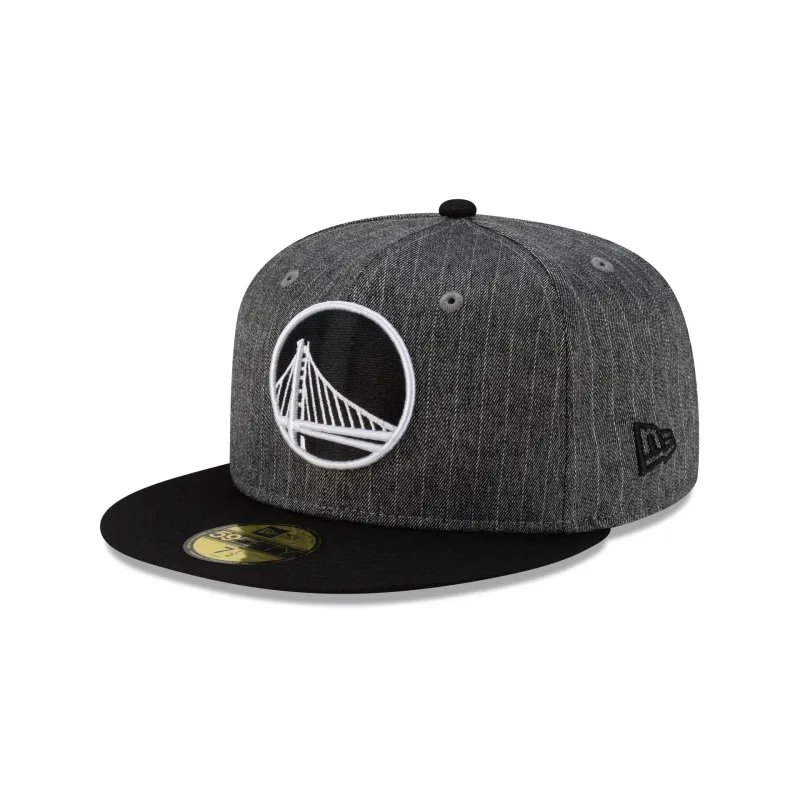Just Caps Black Pinstripe Golden State Warriors 59FIFTY Fitted Hat sold by New Era