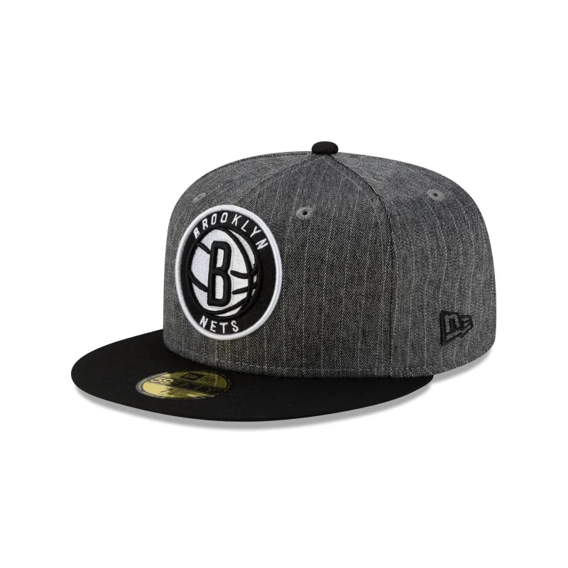 Just Caps Black Pinstripe Brooklyn Nets 59FIFTY Fitted Hat sold by New Era