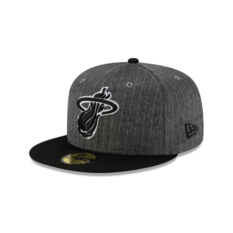 Just Caps Black Pinstripe Miami Heat 59FIFTY Fitted Hat sold by New Era