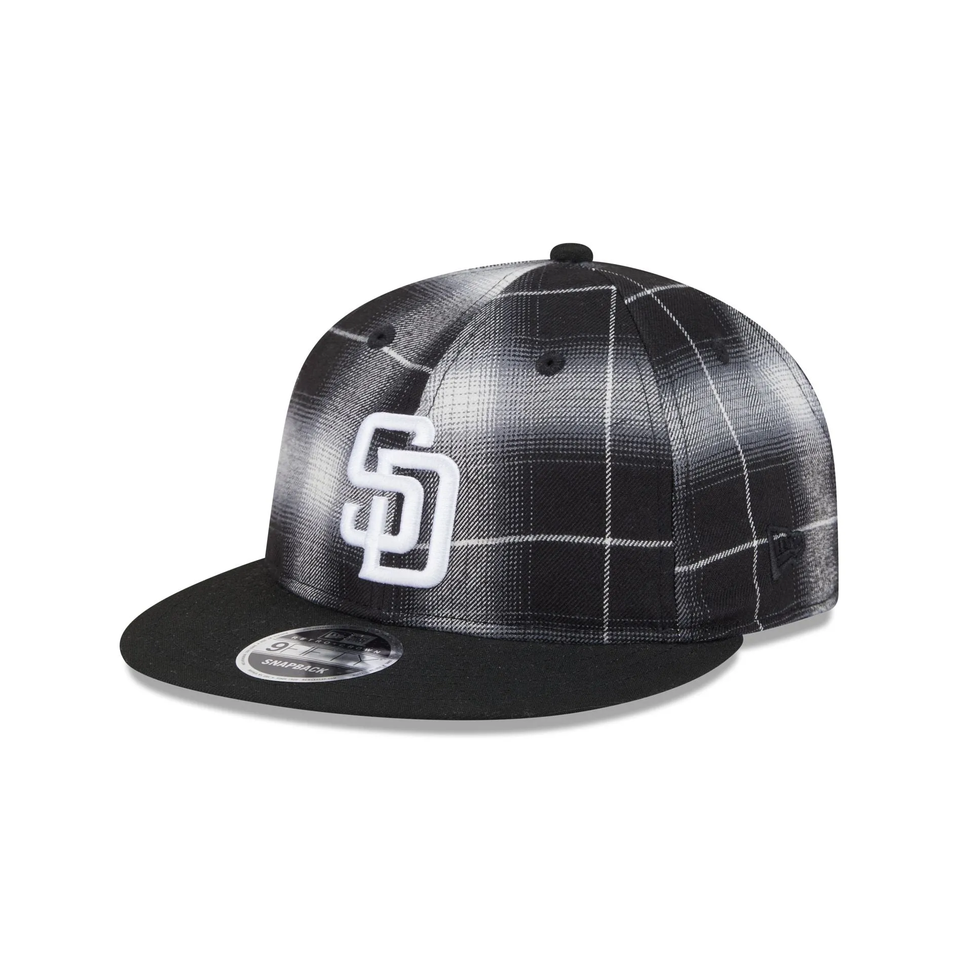 San Diego Padres Black and White Plaid Retro Crown 9FIFTY Snapback Hat sold by New Era