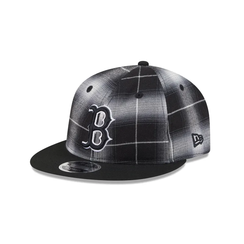 Boston Red Sox Black and White Plaid Retro Crown 9FIFTY Snapback Hat sold by New Era