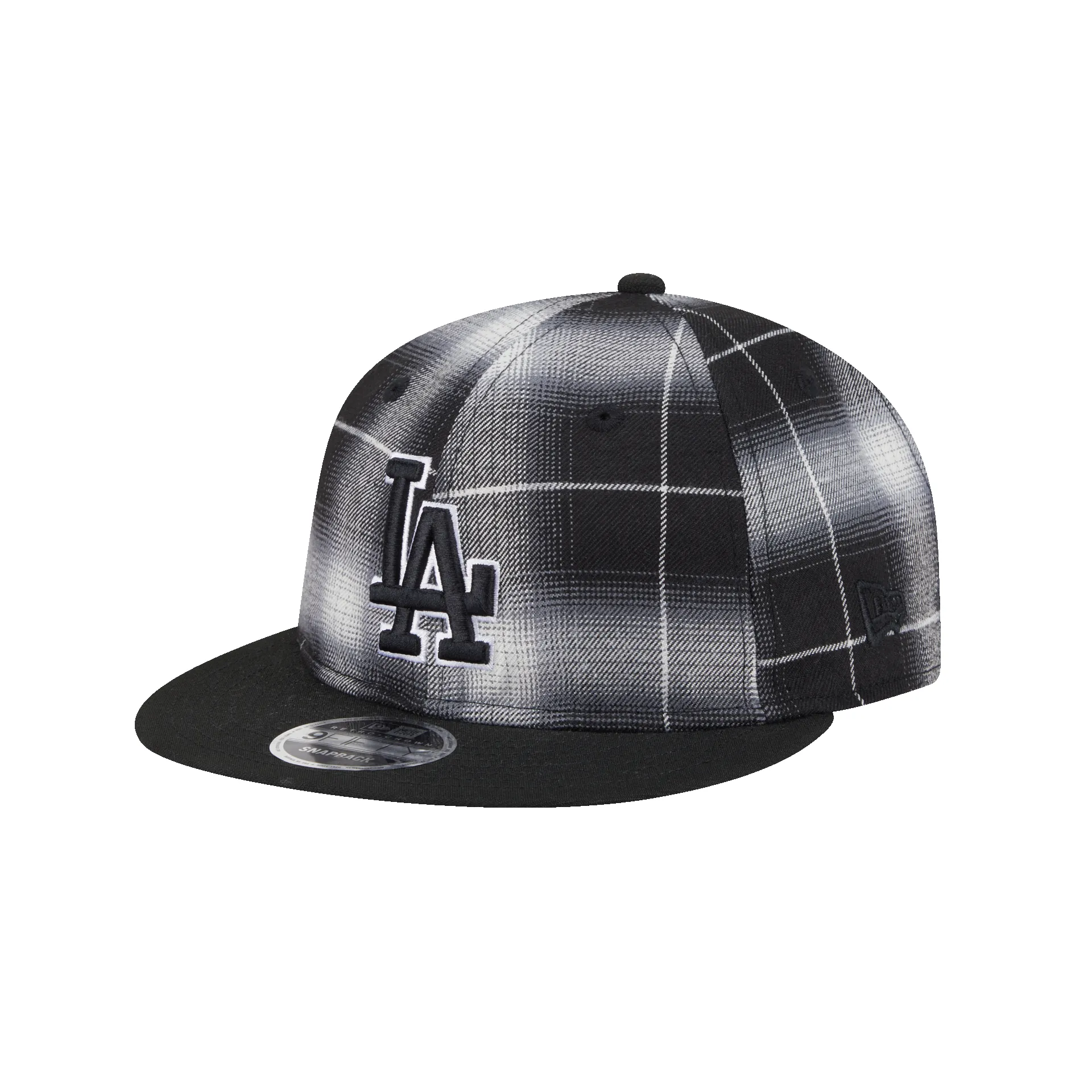 Los Angeles Dodgers Black and White Plaid Retro Crown 9FIFTY Snapback Hat sold by New Era