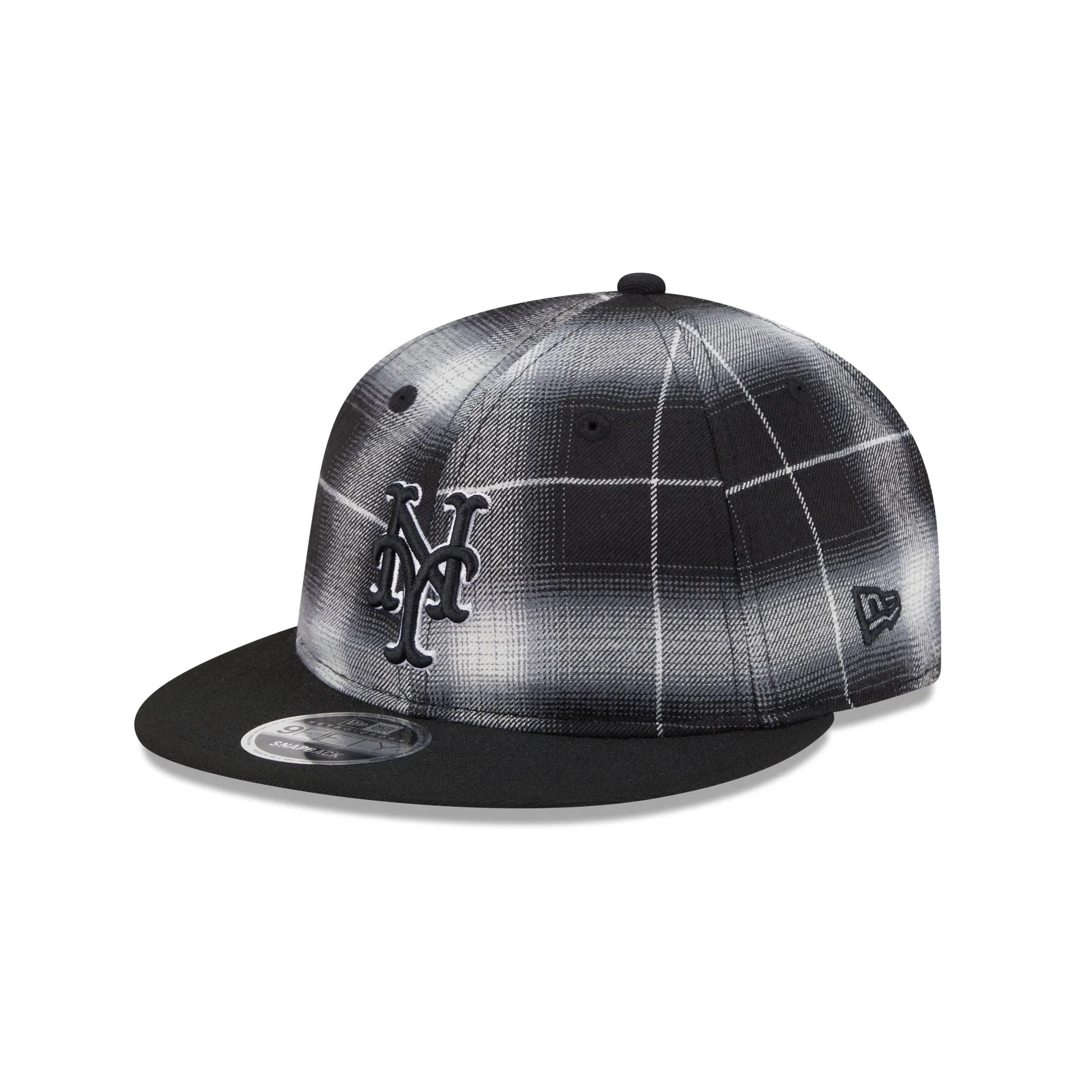 New York Mets Black and White Plaid Retro Crown 9FIFTY Snapback Hat sold by New Era