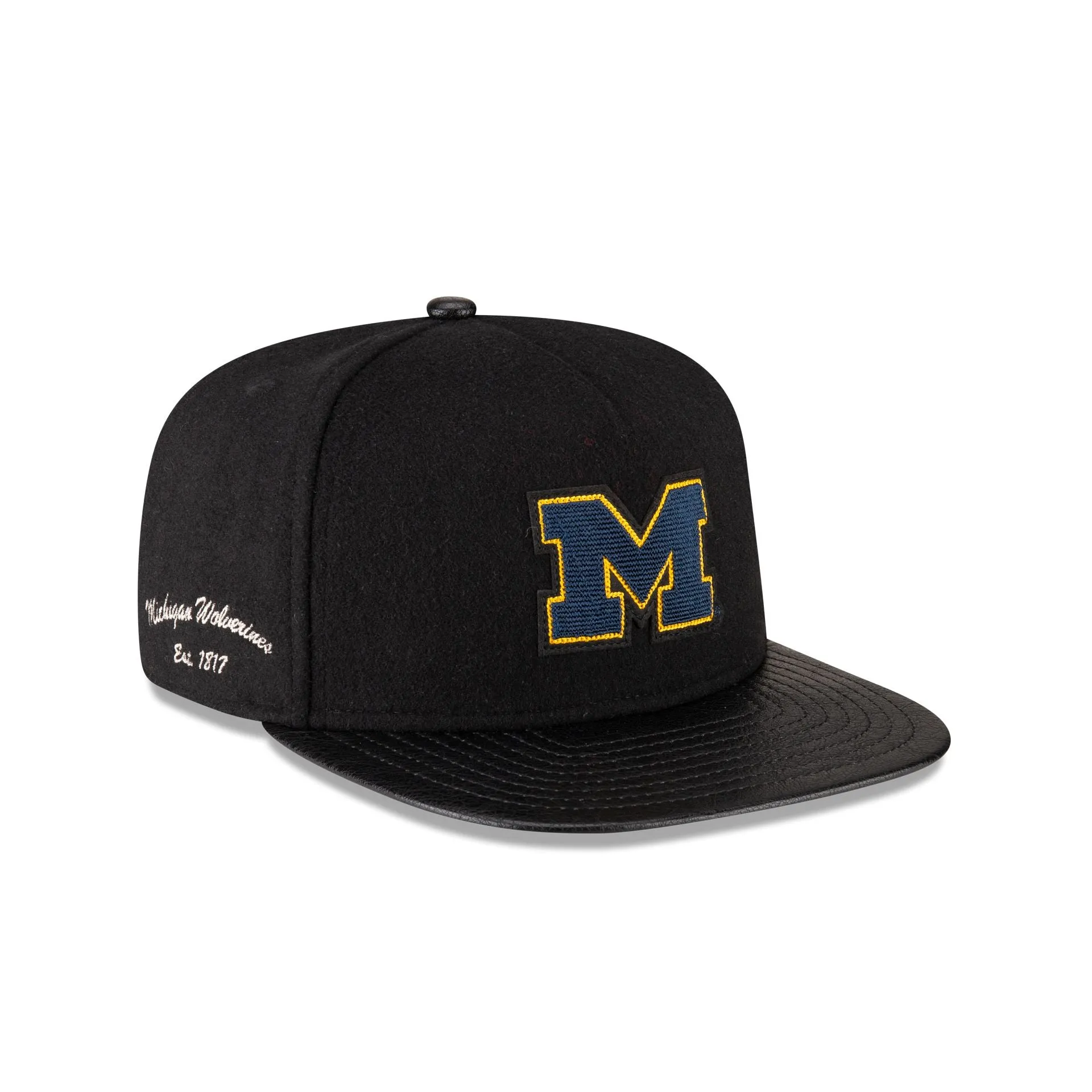 Michigan Wolverines Wool Letterman 9FIFTY A-Frame Snapback Hat sold by New Era