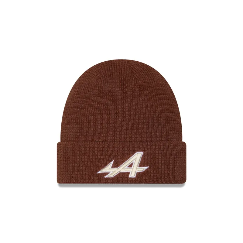 BWT Alpine F1 Team Deep Auburn Waffle Cuff Knit Beanie made by New Era