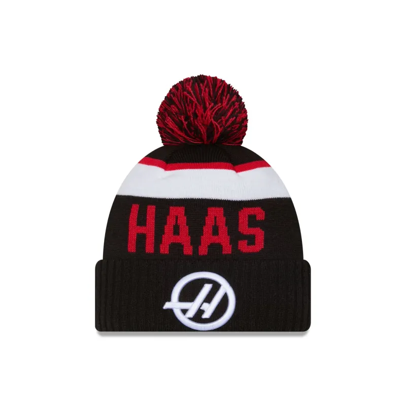 MoneyGram Haas F1 Team Sport Pom Knit Hat made by New Era