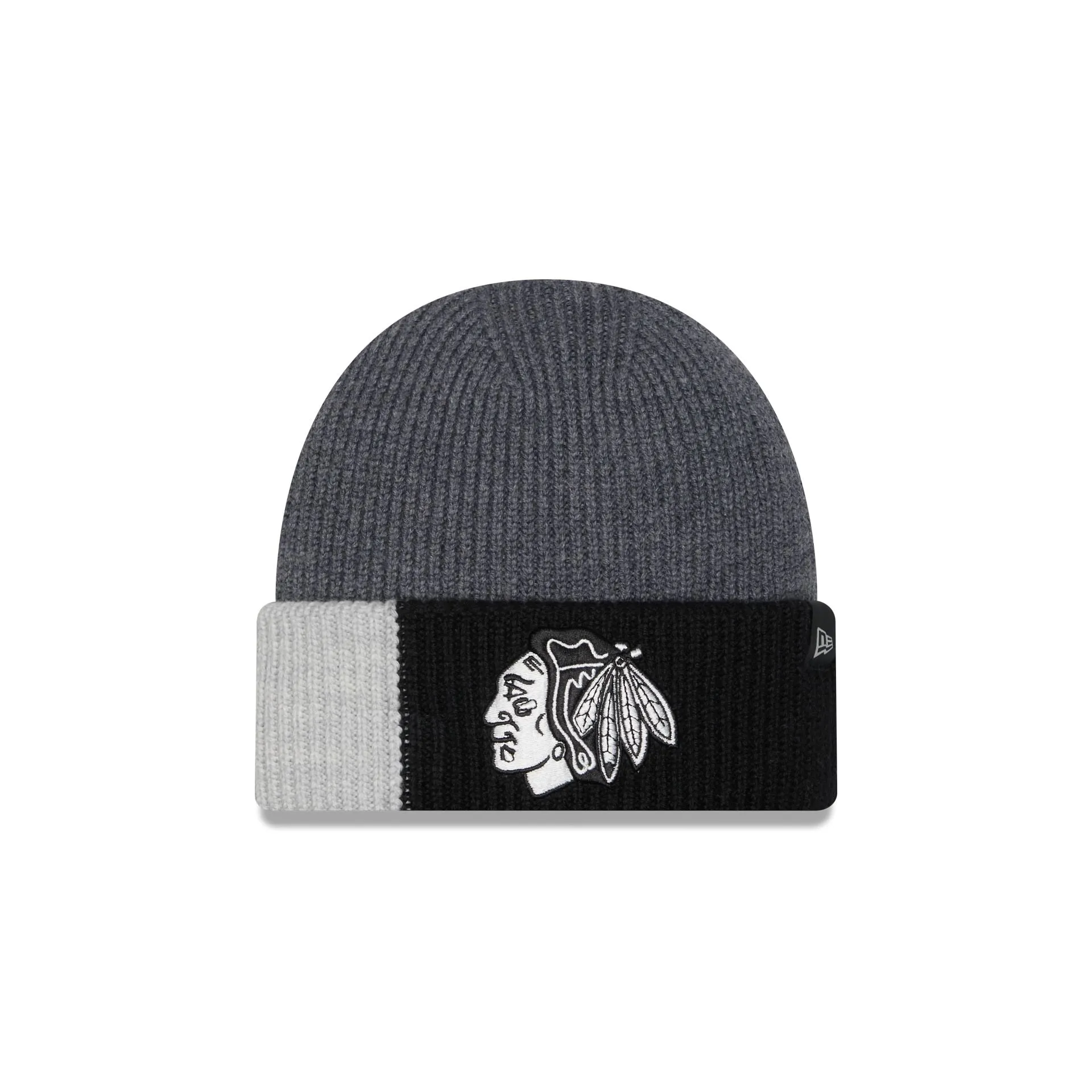 Chicago Blackhawks Merino Wool Color Block Cuff Knit Hat sold by New Era