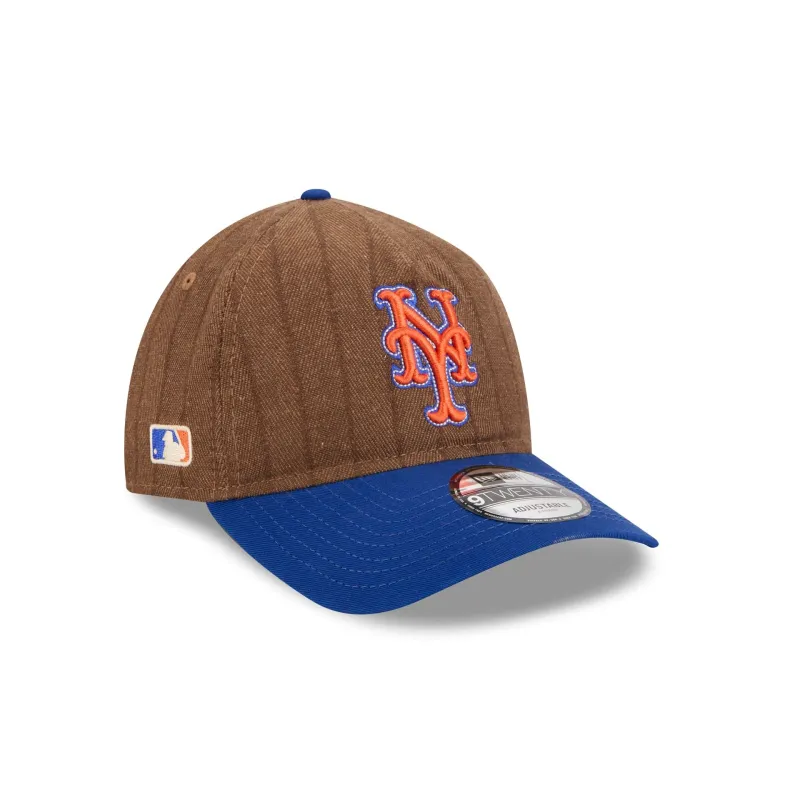 New York Mets Three Looms Wool Pinstripe 9TWENTY A-Frame Adjustable Hat sold by New Era