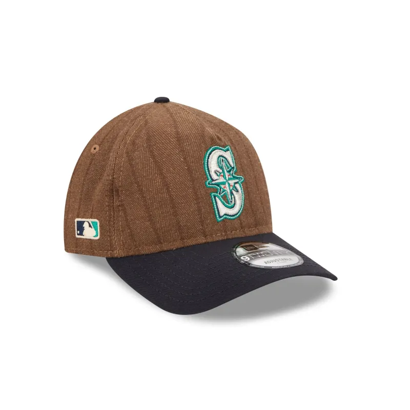 Seattle Mariners Three Looms Wool Pinstripe 9TWENTY A-Frame Adjustable Hat sold by New Era