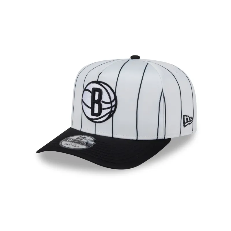 Brooklyn Nets Satin Pinstripe 9FIFTY A-Frame Snapback Hat sold by New Era