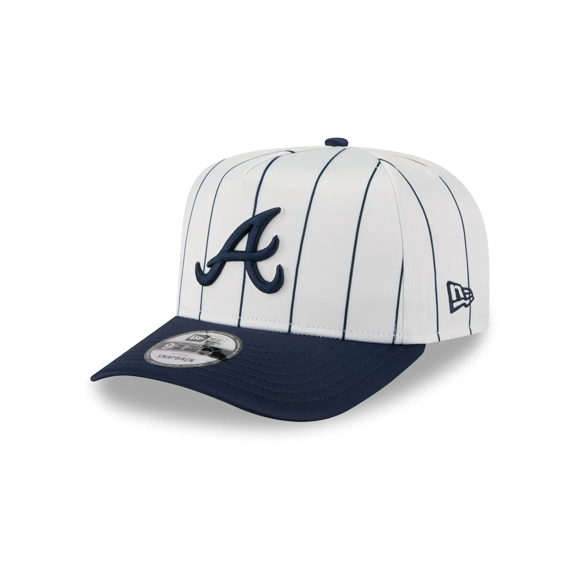 Atlanta Braves Satin Pinstripe 9FIFTY A-Frame Snapback Hat sold by New Era