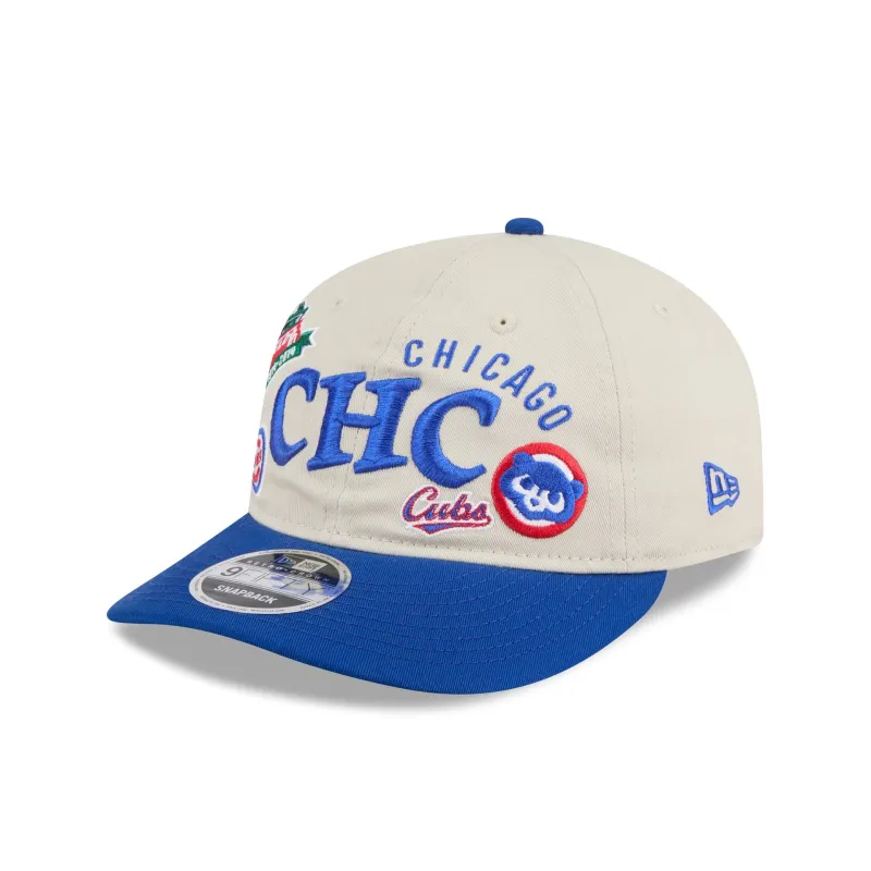 Chicago Cubs Scattered Patches Retro Crown 9FIFTY Snapback Hat sold by New Era