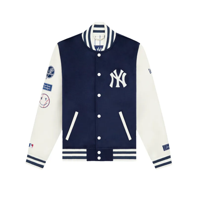 New York or Nowhere x New York Yankees Navy Motto Varsity Jacket sold by New Era