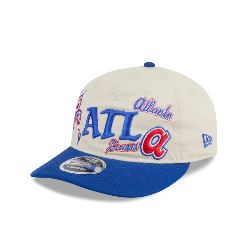 Atlanta Braves Scattered Patches Retro Crown 9FIFTY Snapback Hat sold by New Era