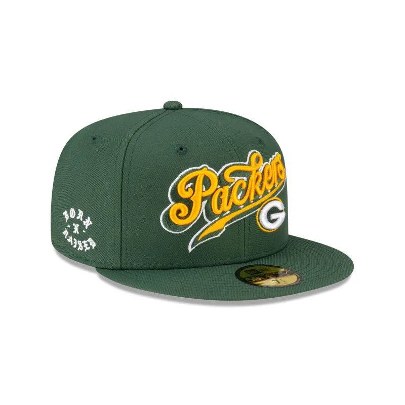 Born x Raised x Green Bay Packers Script 59FIFTY Fitted Hat sold by New Era