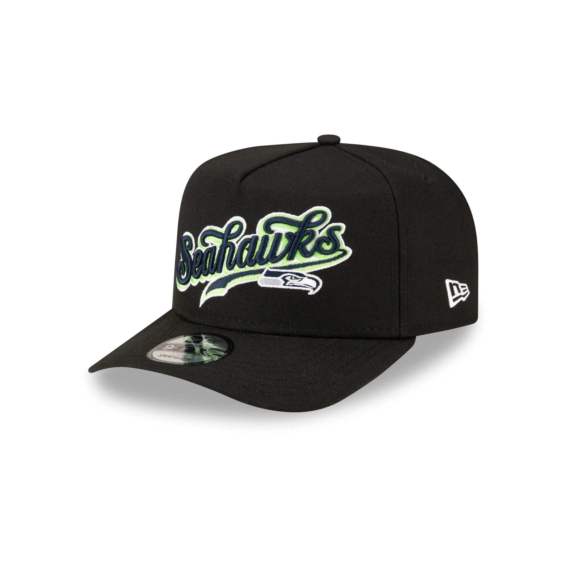 Born x Raised x Seattle Seahawks Script Black 9FIFTY A-Frame Snapback Hat sold by New Era