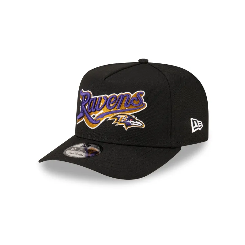 Born x Raised x Baltimore Ravens Script Black 9FIFTY A-Frame Snapback Hat sold by New Era