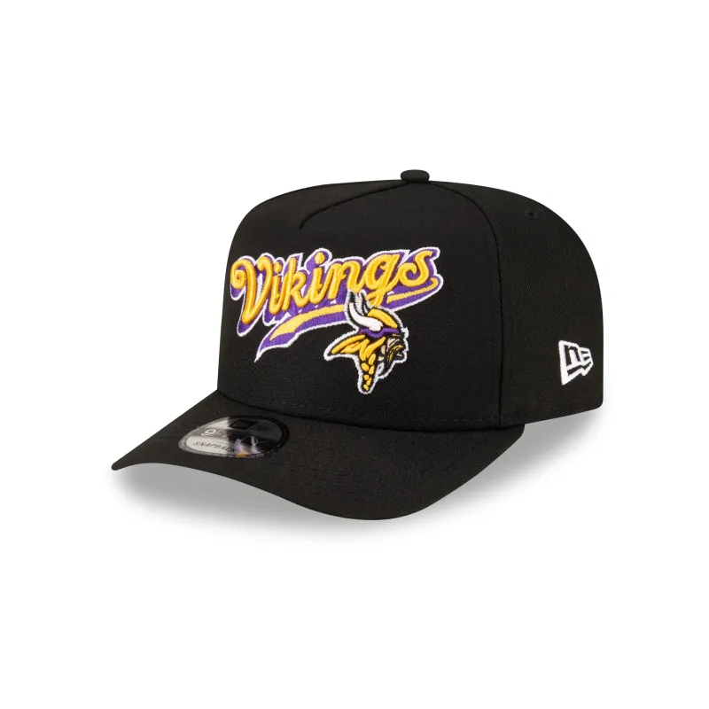 Born x Raised x Minnesota Vikings Script Black 9FIFTY A-Frame Snapback Hat made by New Era