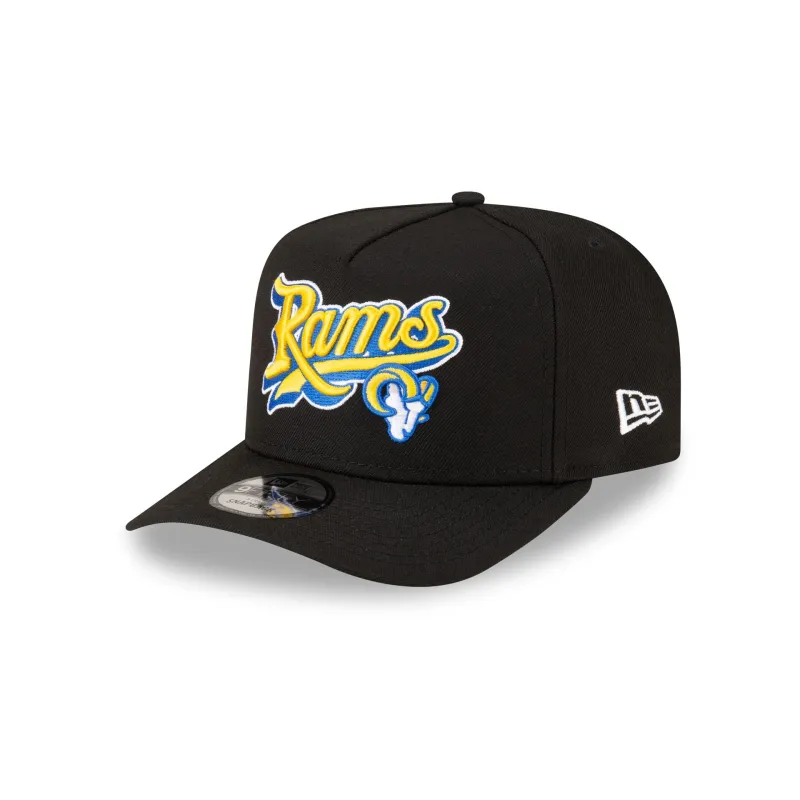Born x Raised x Los Angeles Rams Script Black 9FIFTY A-Frame Snapback Hat sold by New Era