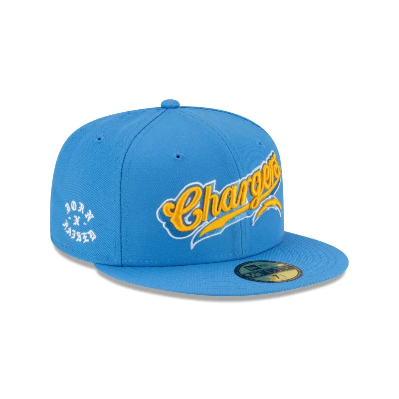 Born x Raised x Los Angeles Chargers Script 59FIFTY Fitted Hat sold by New Era