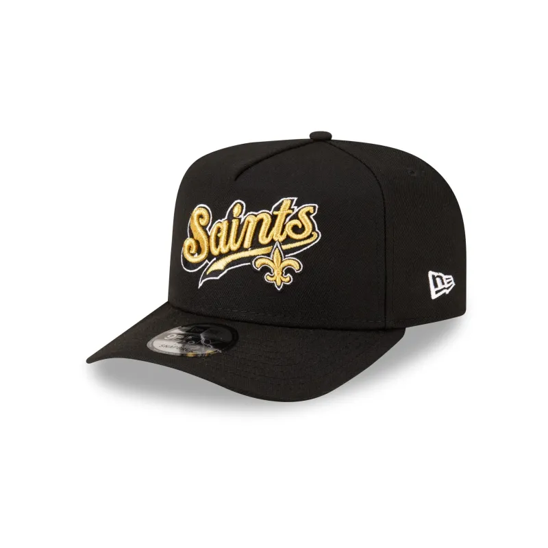 Born x Raised x New Orleans Saints Script Black 9FIFTY A-Frame Snapback Hat sold by New Era