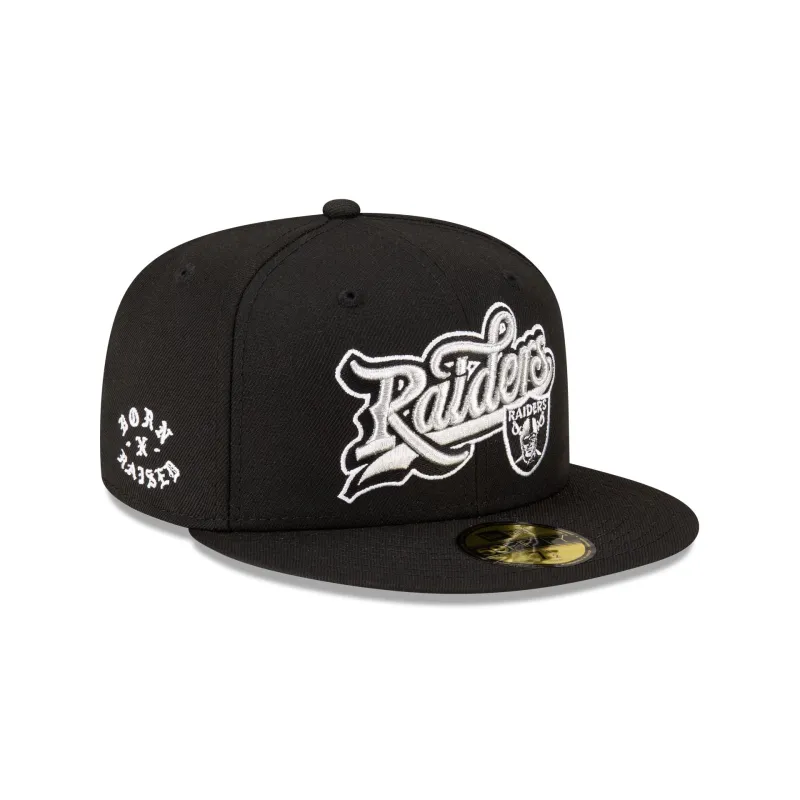 Born x Raised x Las Vegas Raiders Script 59FIFTY Fitted Hat sold by New Era