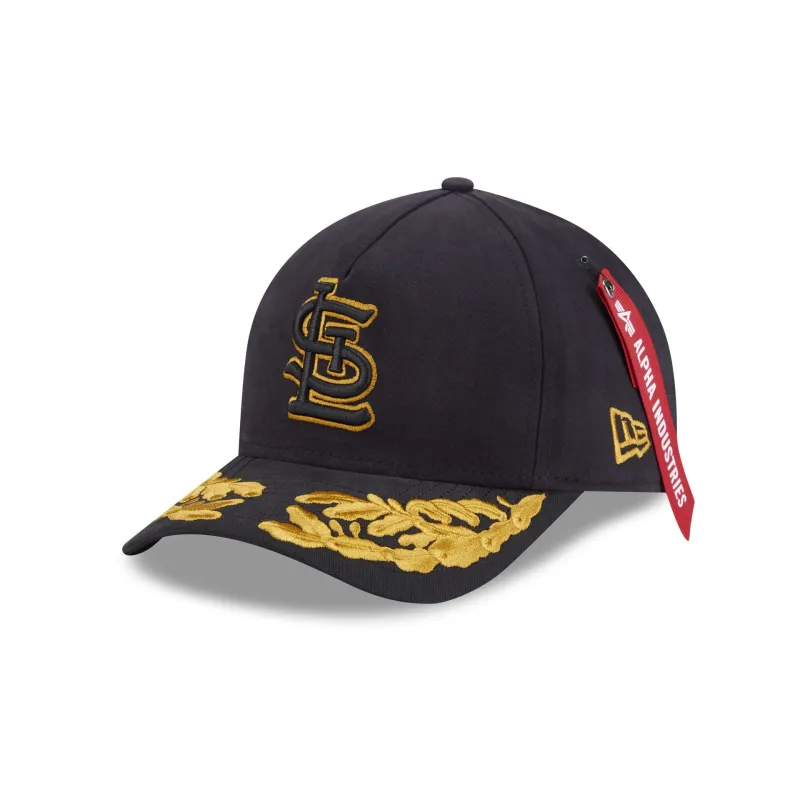 Alpha Industries x St. Louis Cardinals Black 9FORTY M-Crown A-Frame Snapback Hat sold by New Era