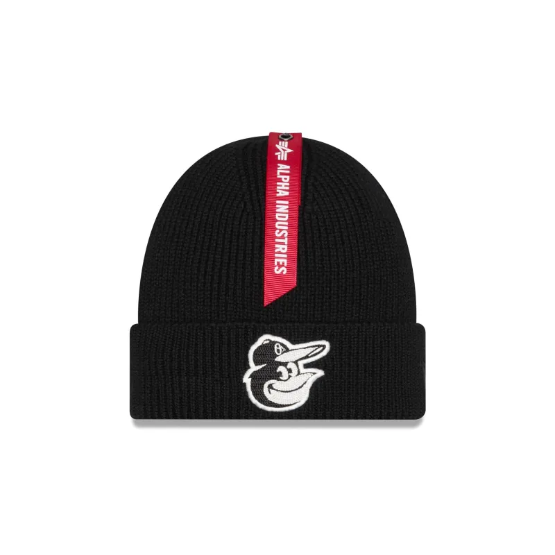 Alpha Industries x Baltimore Orioles Black Cuff Knit Hat sold by New Era
