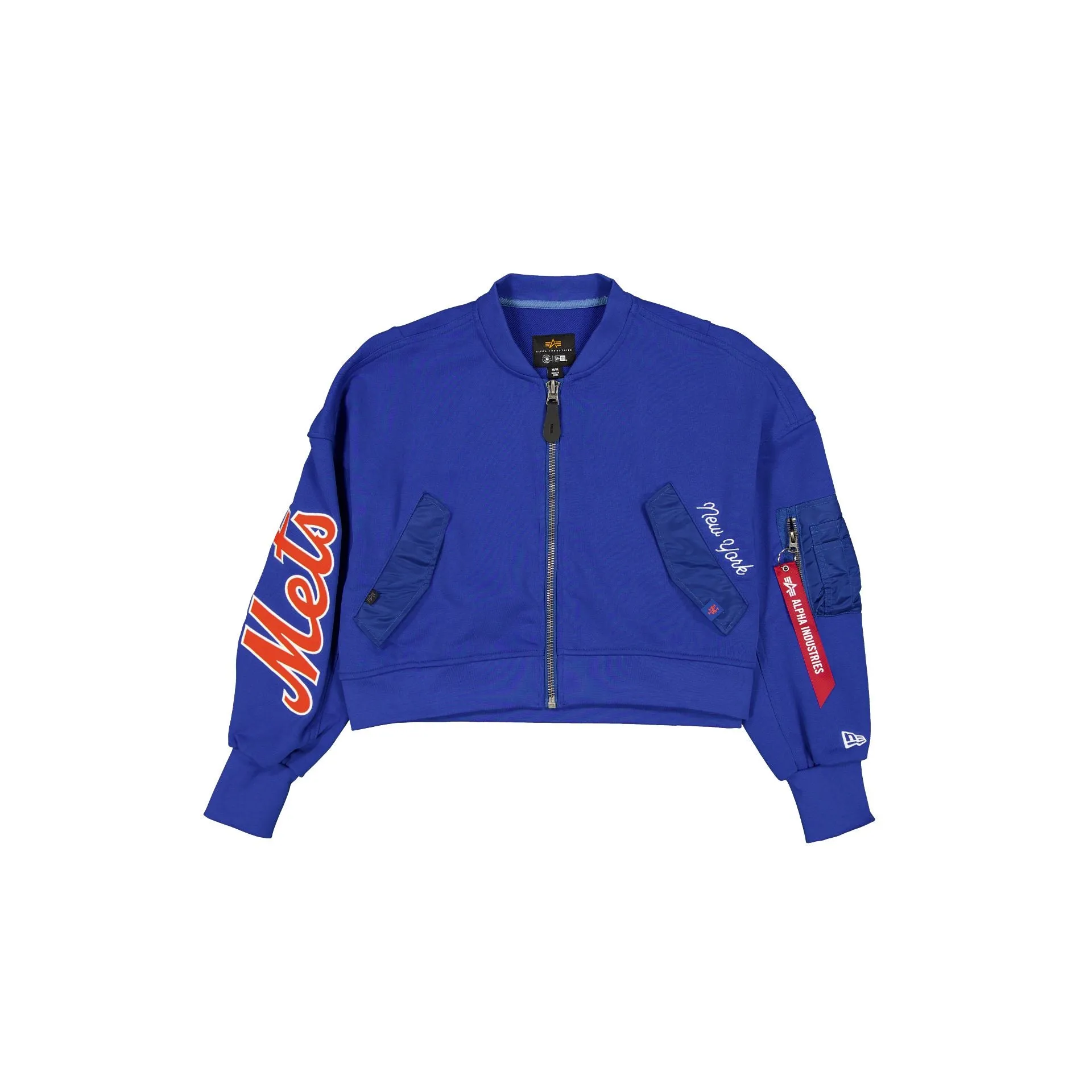 Alpha Industries x New York Mets Blue Women's Full Zip Cropped Fleece Jacket sold by New Era