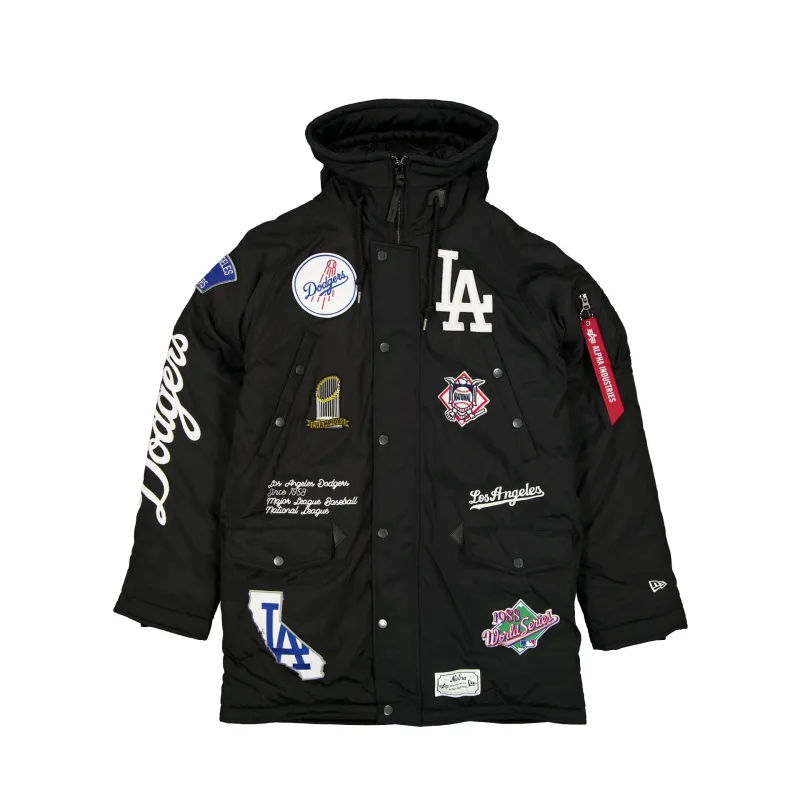 Alpha Industries x Los Angeles Dodgers Black N-3B Parka Jacket sold by New Era