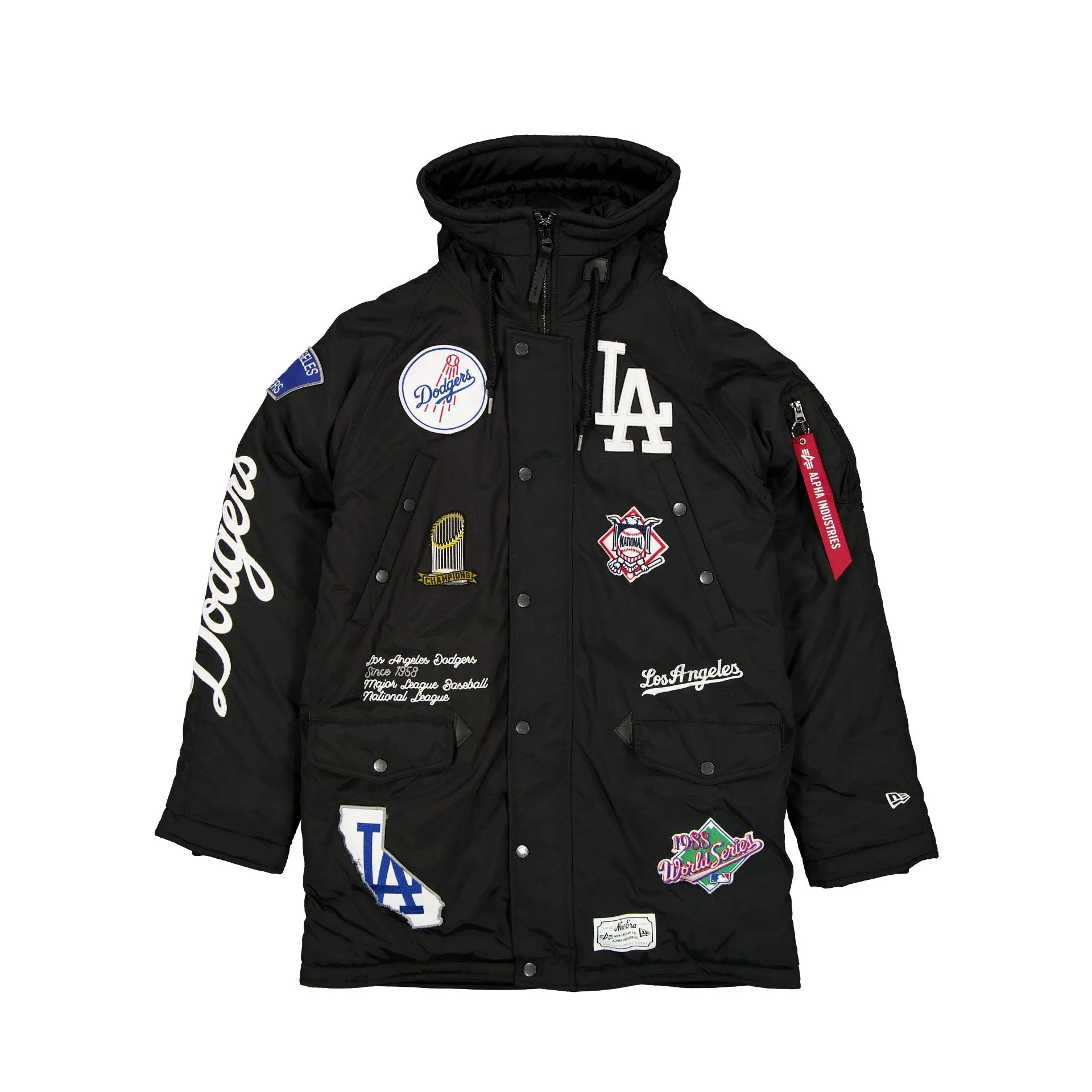 Alpha Industries x Los Angeles Dodgers Black N-3B Parka Jacket sold by New Era