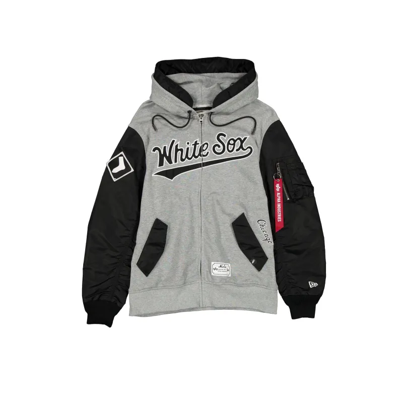 Alpha Industries x Chicago White Sox Gray MA-1 Full Zip Fleece Jacket sold by New Era