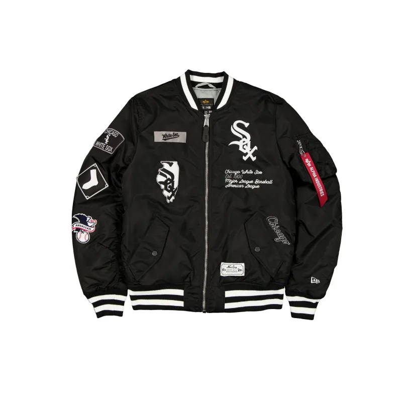 Alpha Industries x Chicago White Sox Black MA-1 Bomber Jacket sold by New Era
