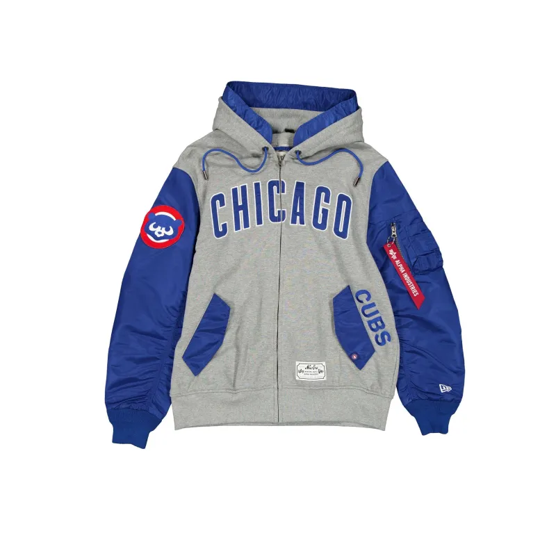 Alpha Industries x Chicago Cubs Gray MA-1 Full Zip Fleece Jacket sold by New Era