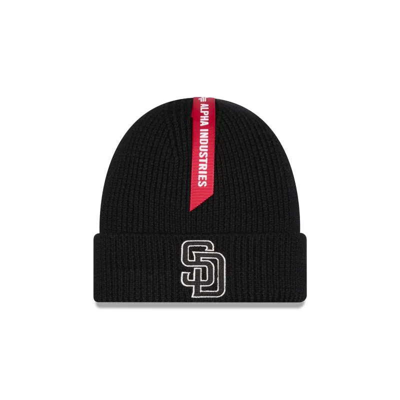 Alpha Industries x San Diego Padres Black Cuff Knit Hat sold by New Era