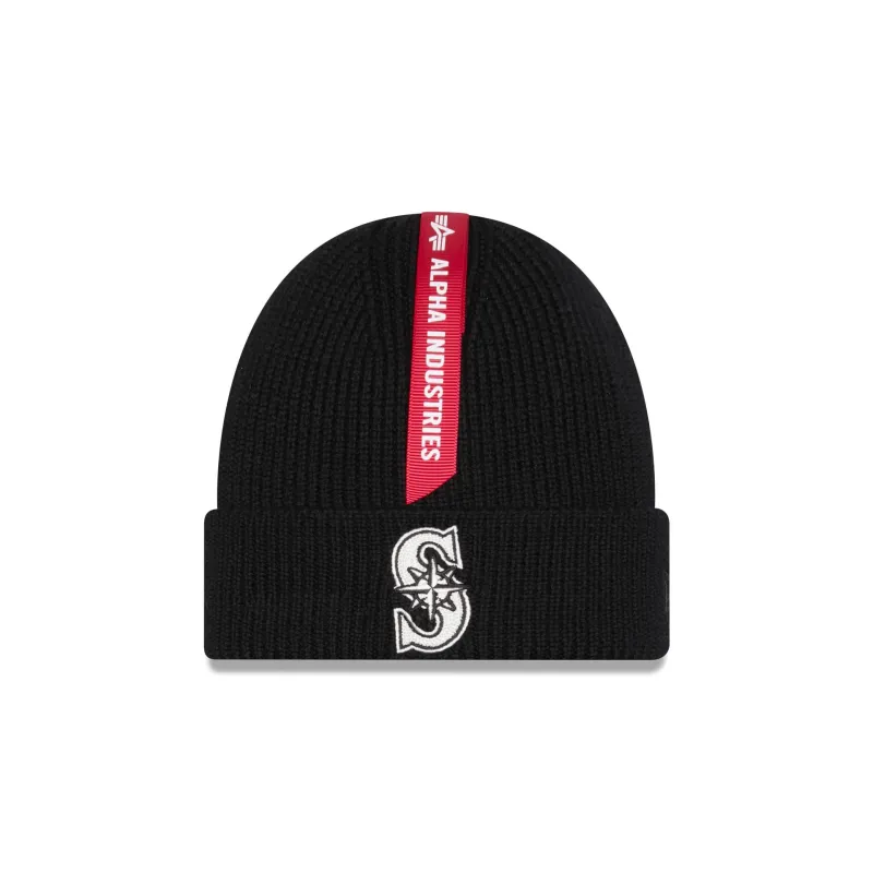 Alpha Industries x Seattle Mariners Black Cuff Knit Hat sold by New Era