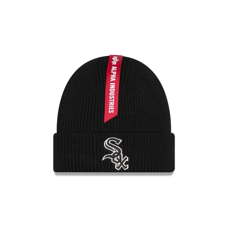 Alpha Industries x Chicago White Sox Black Cuff Knit Hat sold by New Era