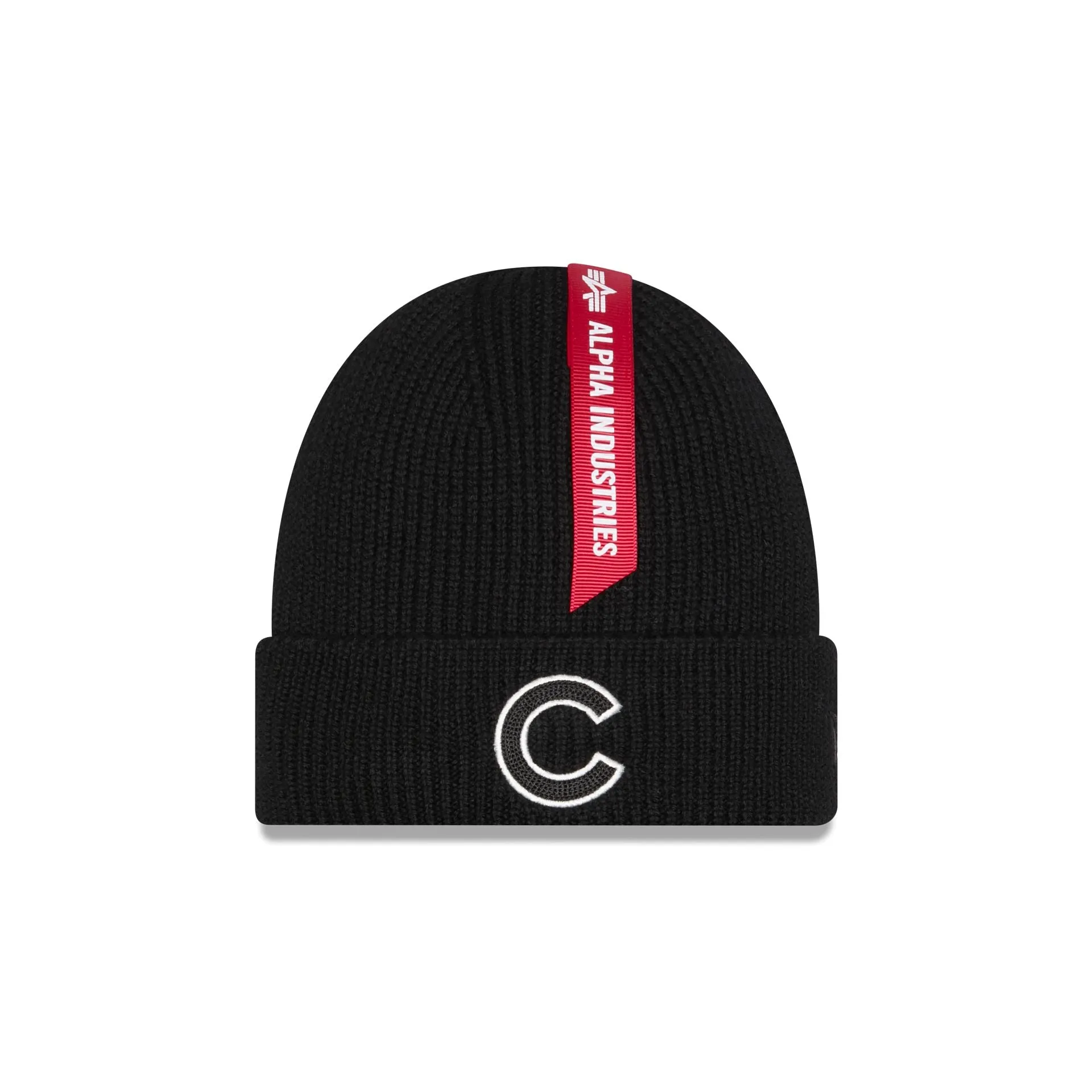 Alpha Industries x Chicago Cubs Black Cuff Knit Hat sold by New Era