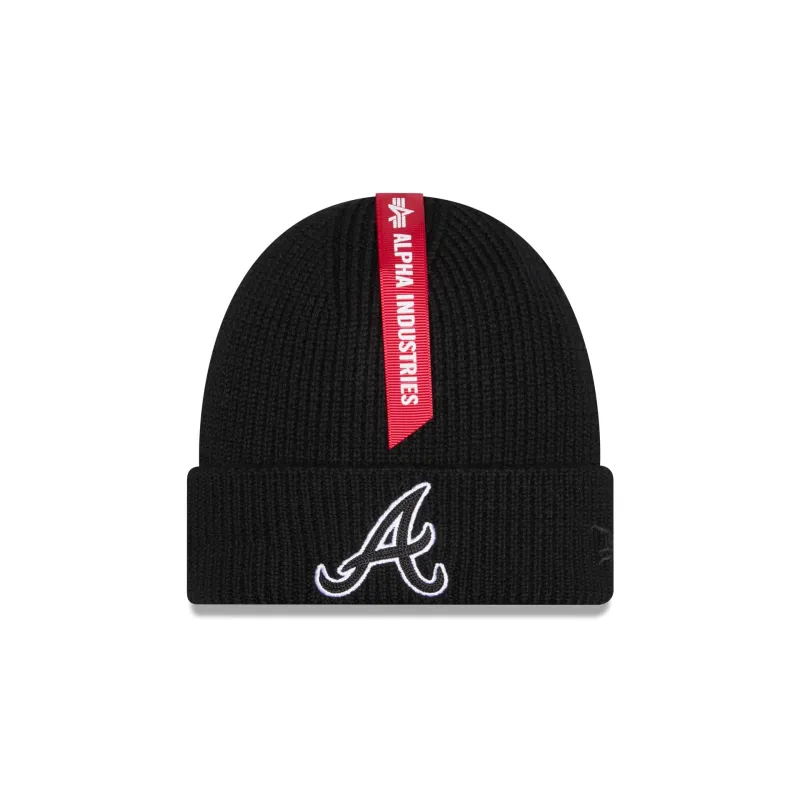 Alpha Industries x Atlanta Braves Black Cuff Knit Hat sold by New Era