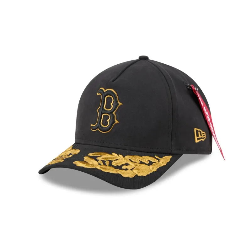 Alpha Industries x Boston Red Sox Black 9FORTY M-Crown A-Frame Snapback Hat sold by New Era