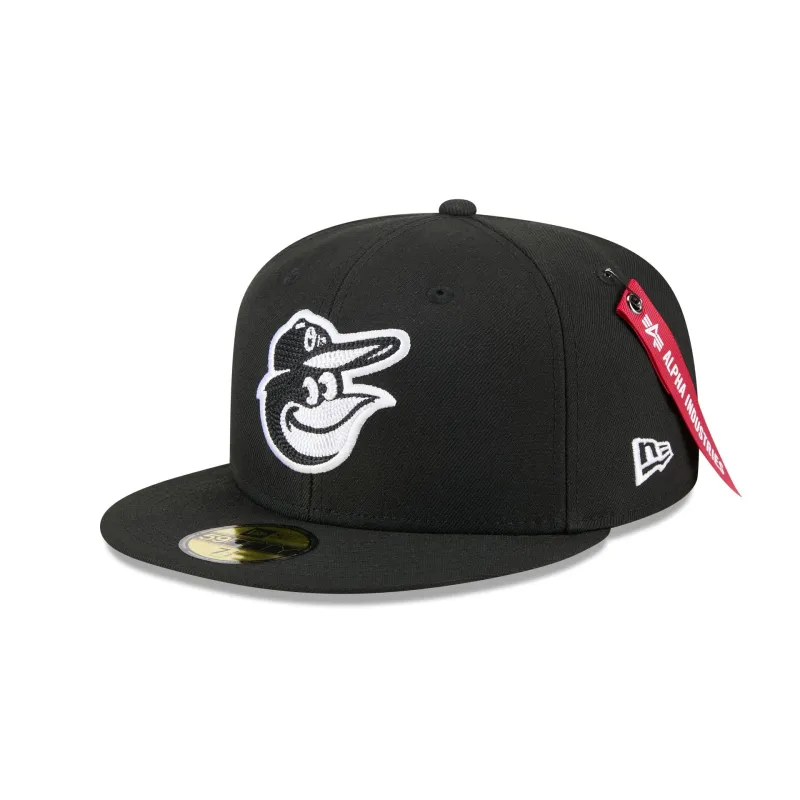 Alpha Industries x Baltimore Orioles Black 59FIFTY Fitted Hat sold by New Era