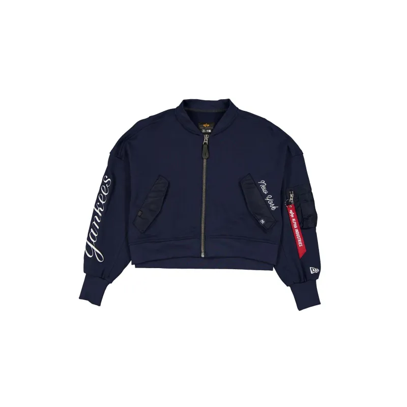 Alpha Industries x New York Yankees Navy Women's Full Zip Cropped Fleece Jacket sold by New Era