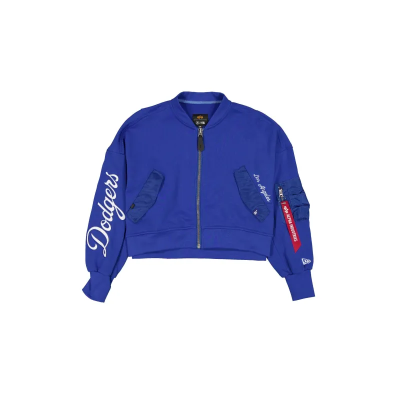 Alpha Industries x Los Angeles Dodgers Blue Women's Full Zip Cropped Fleece Jacket sold by New Era