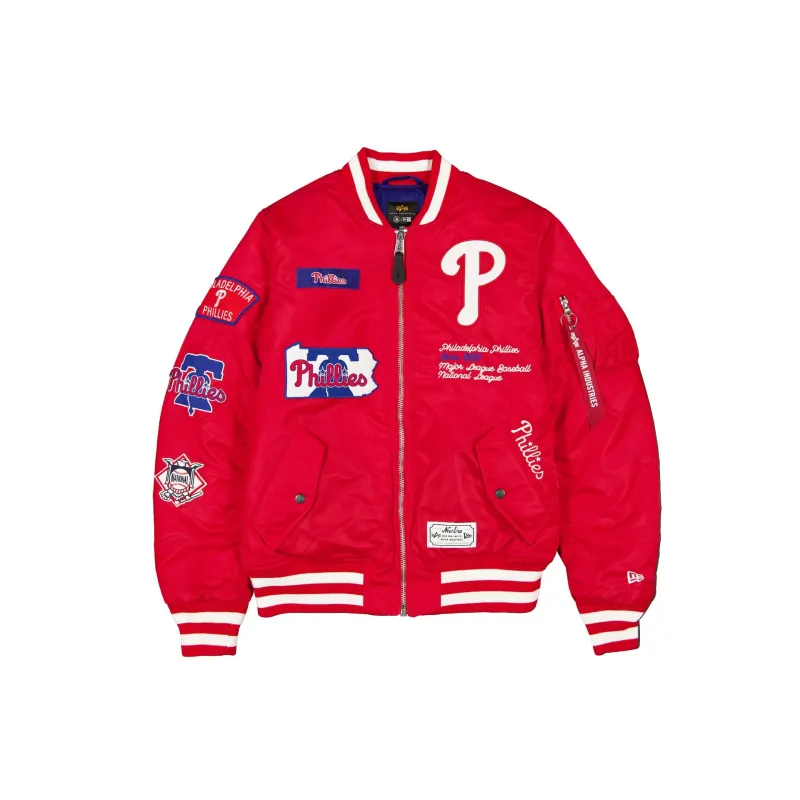 Alpha Industries x Philadelphia Phillies Red MA-1 Bomber Jacket sold by New Era