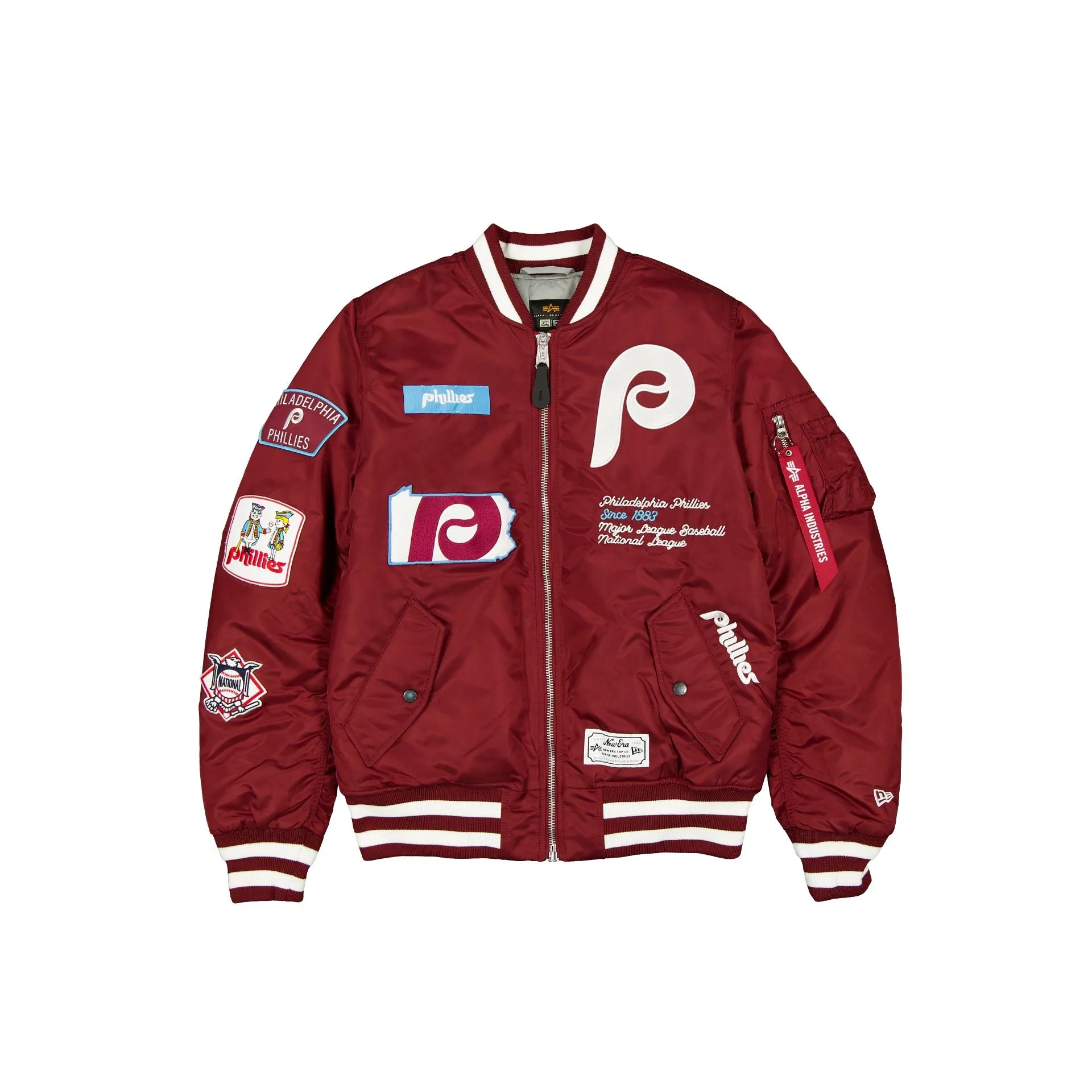 Alpha Industries x Philadelphia Phillies Cooperstown Maroon MA-1 Bomber Jacket sold by New Era