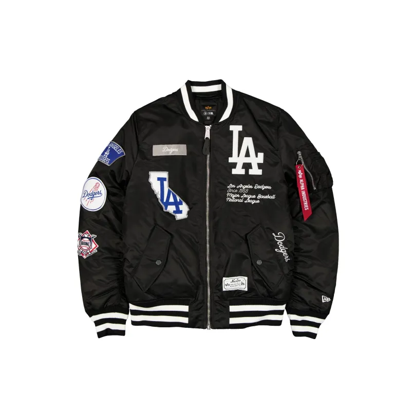 Alpha Industries x Los Angeles Dodgers Black MA-1 Bomber Jacket sold by New Era