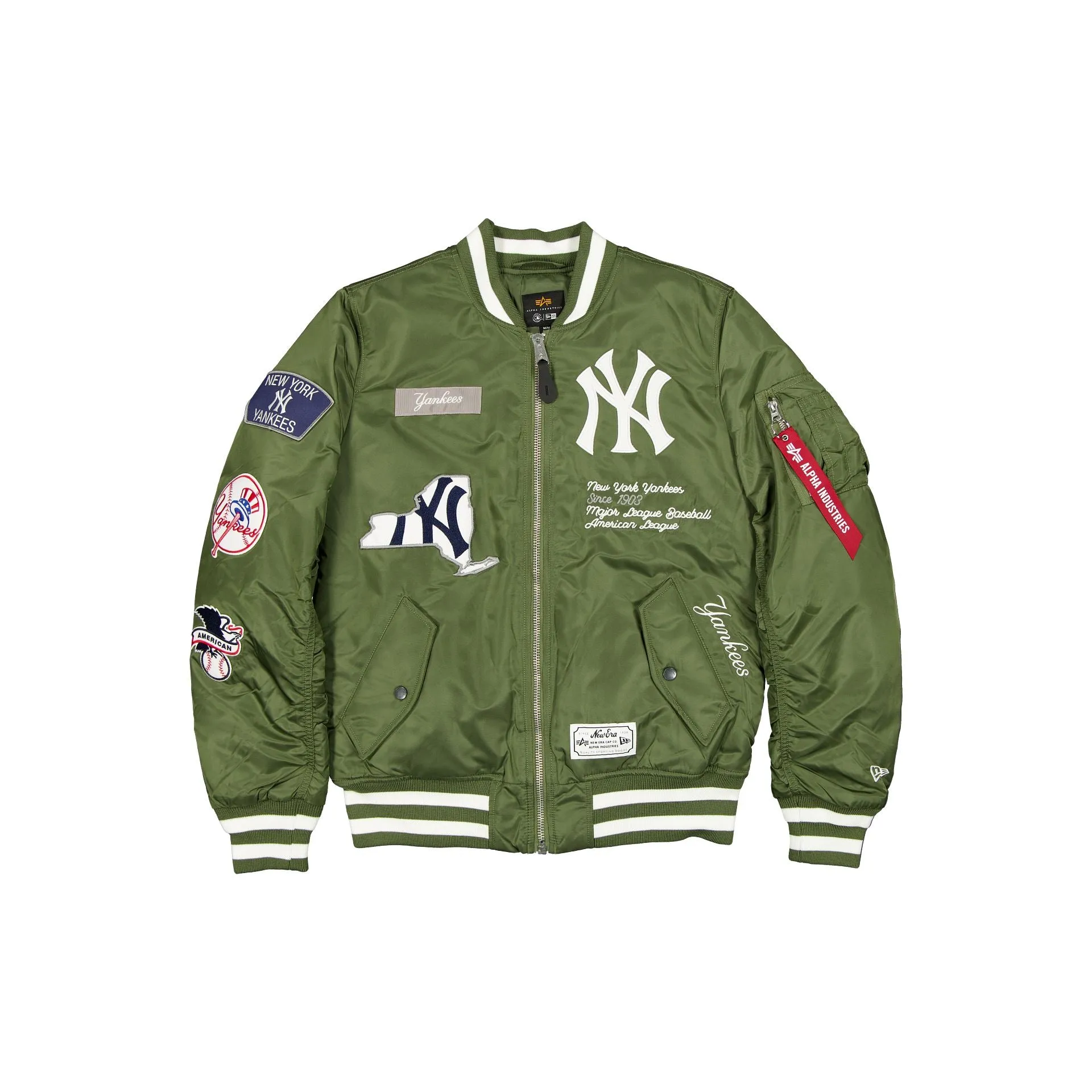 Alpha Industries x New York Yankees Olive Green MA-1 Bomber Jacket sold by New Era