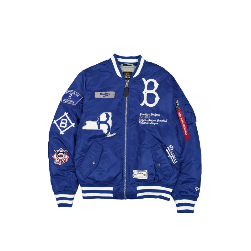 Alpha Industries x Brooklyn Dodgers Cooperstown Blue MA-1 Bomber Jacket sold by New Era