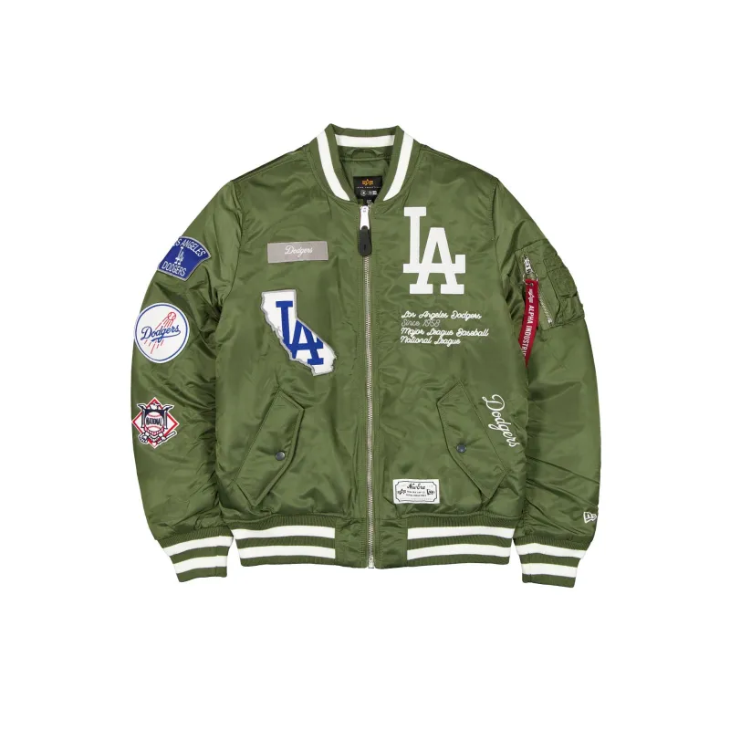 Alpha Industries x Los Angeles Dodgers Olive Green MA-1 Bomber Jacket sold by New Era