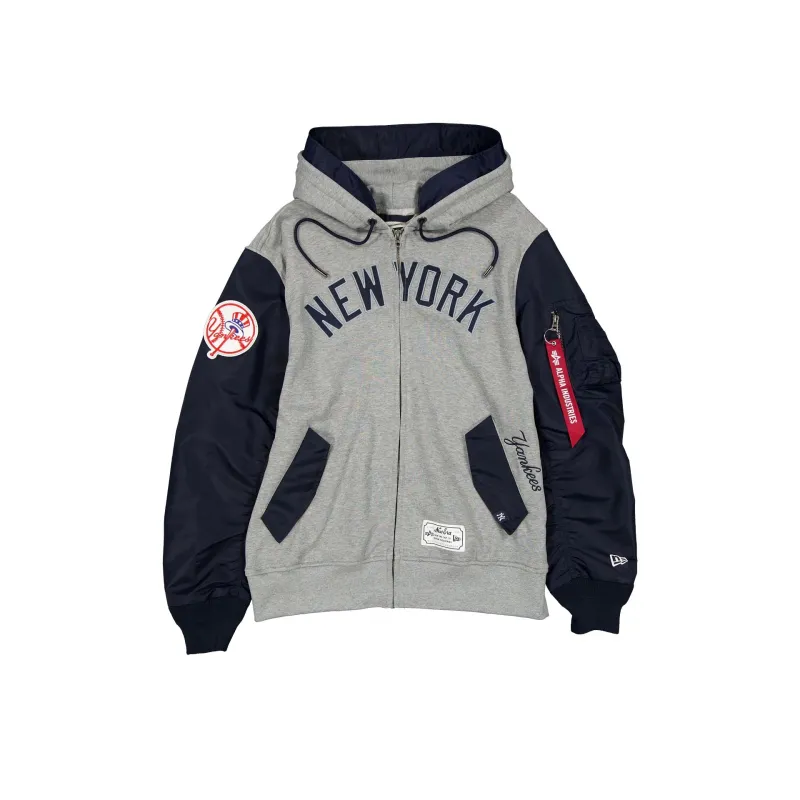 Alpha Industries x New York Yankees Gray MA-1 Full Zip Fleece Jacket sold by New Era